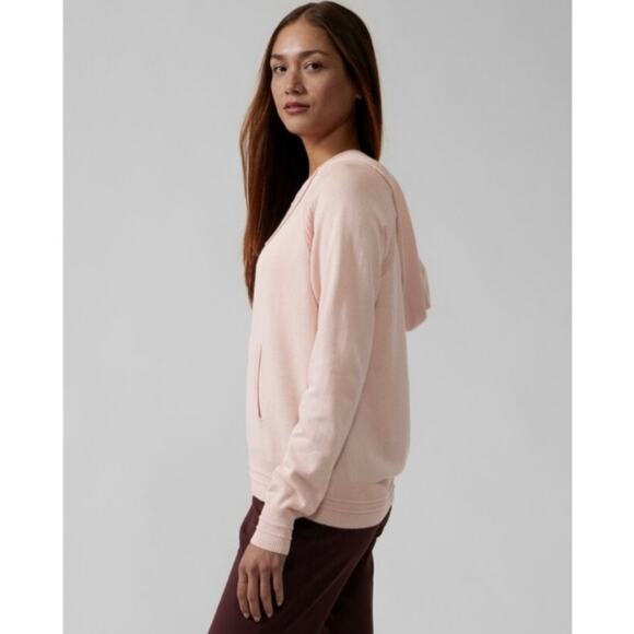 Athleta S Evergreen Sweater Hoodie Hydrangea Pink 531705 - Picture 2 of 12